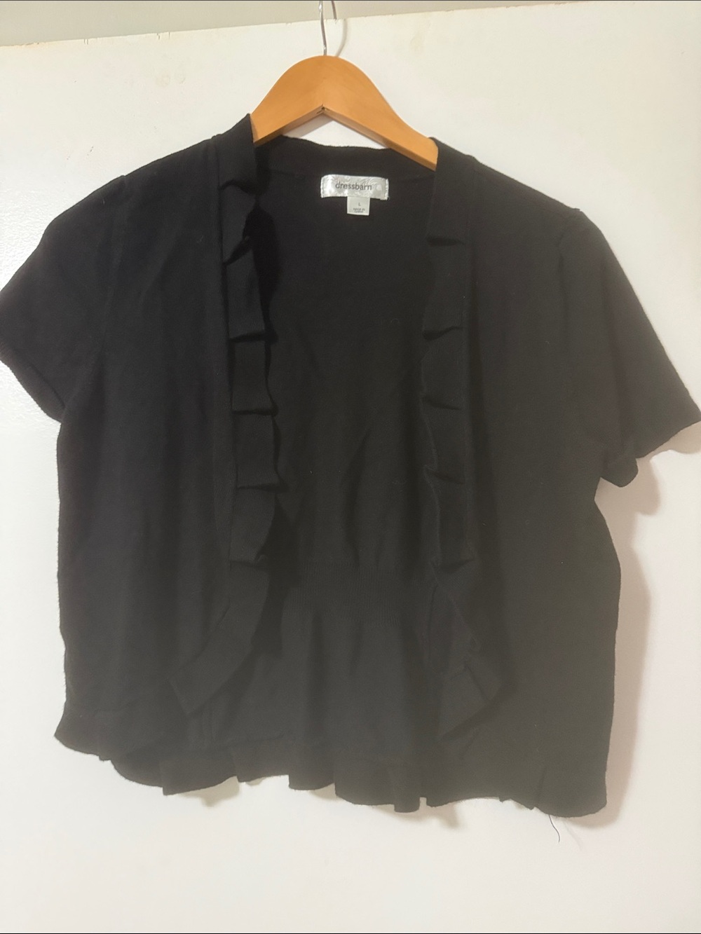 dressbarn Black Short Sleeve Cropped Cardigan Bolero